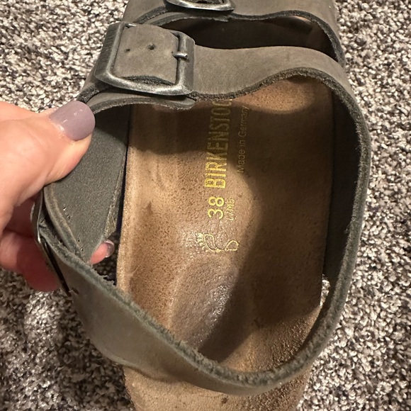 Birkenstock size 38 (7 1/2-8) Gray 2 strap sling back Milano style. - Picture 3 of 5